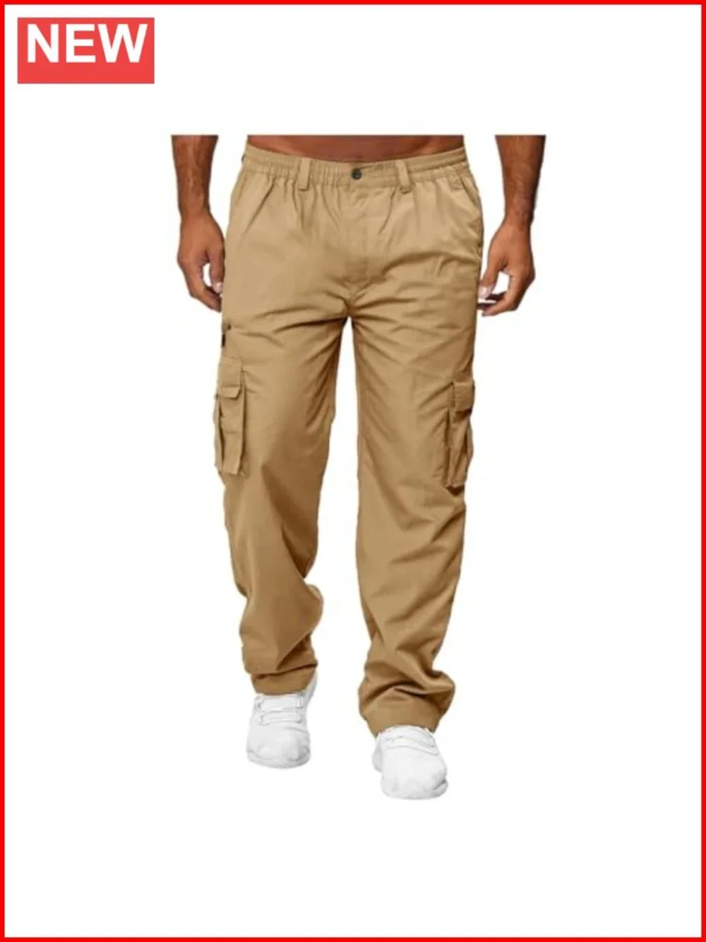 Men's Cargo Jogger Pants 6-Pocket Cotton Spandex Relaxed Fit Straight Leg
